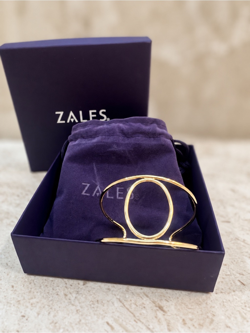 Zales 14K Gold-Plated Oval Open Cuff Bracelet — Never Worn